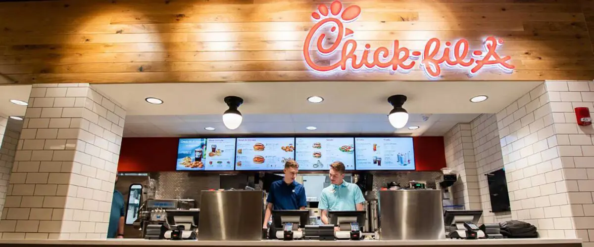 View of employees at Chick-fil-A