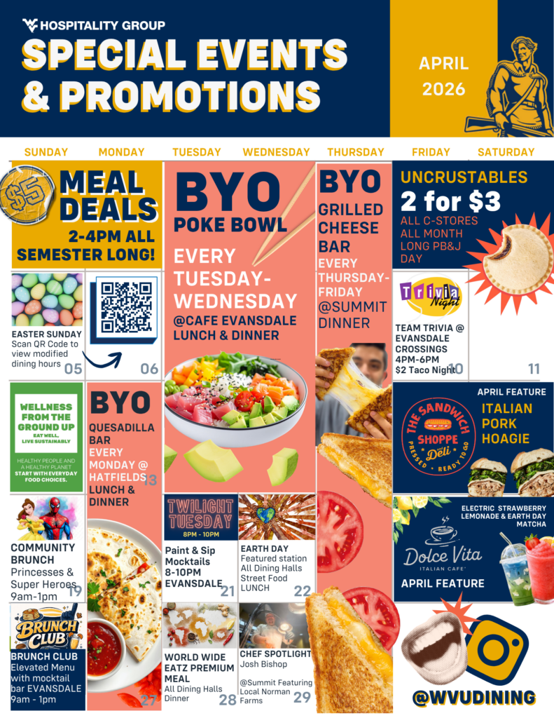 April 2026 special events and promotions calendar